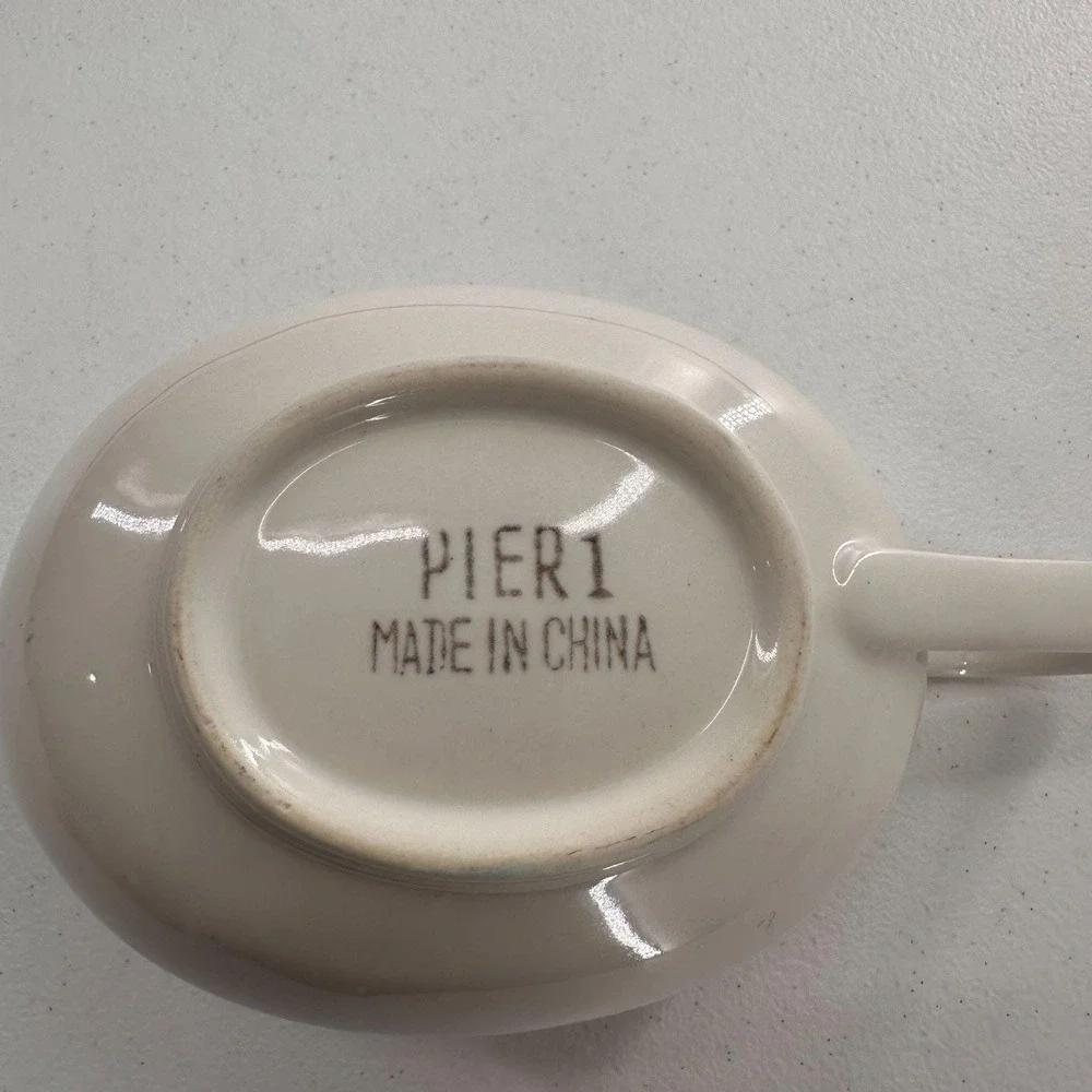 Vintage Pier 1 Ceramic Cream Pitcher Beige Glaze Gravy Sauce Ivory Farmhouse‎